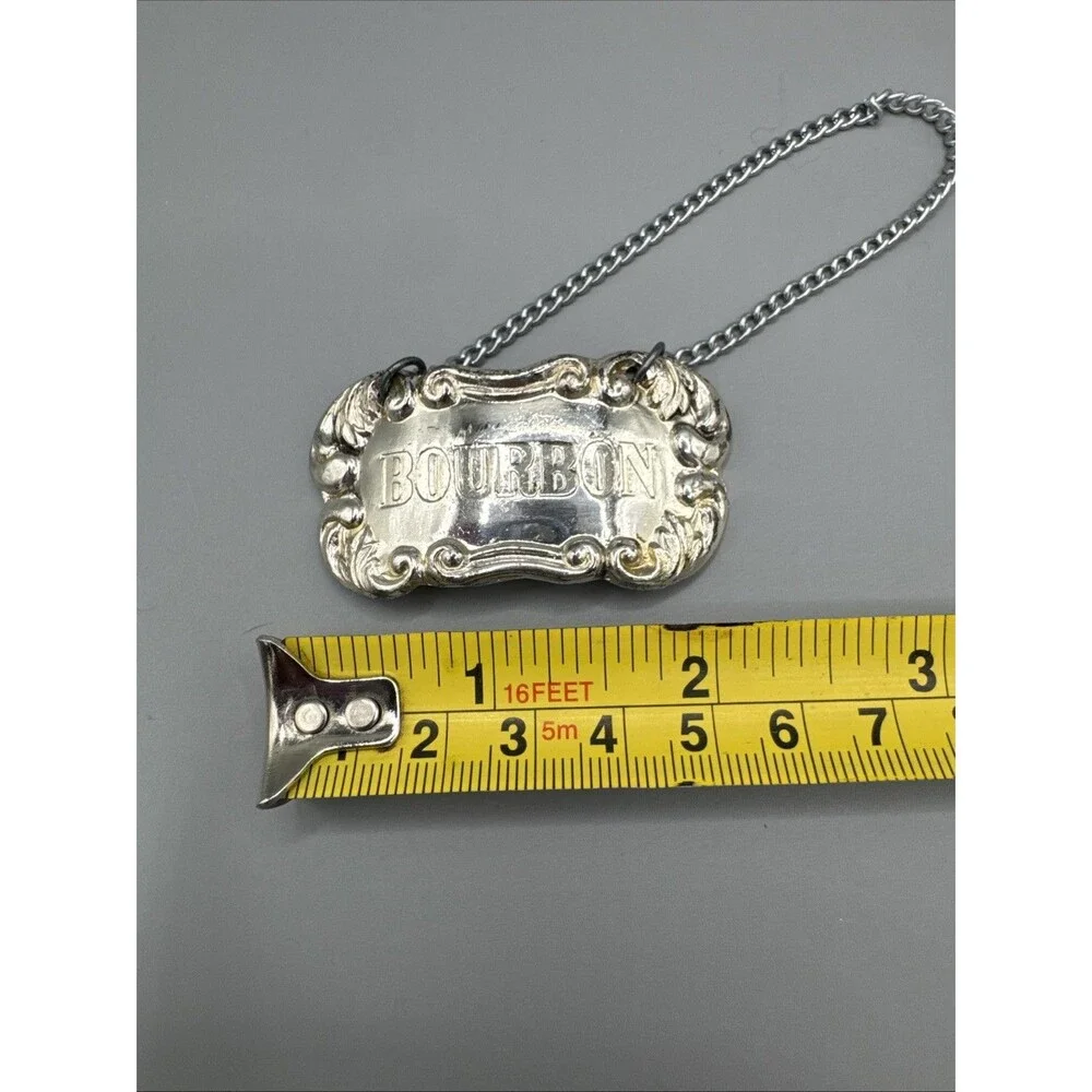 Vintage MC Delli Inc Silver Plate Decanter Liquor Tags Labels Set of 5 Japan